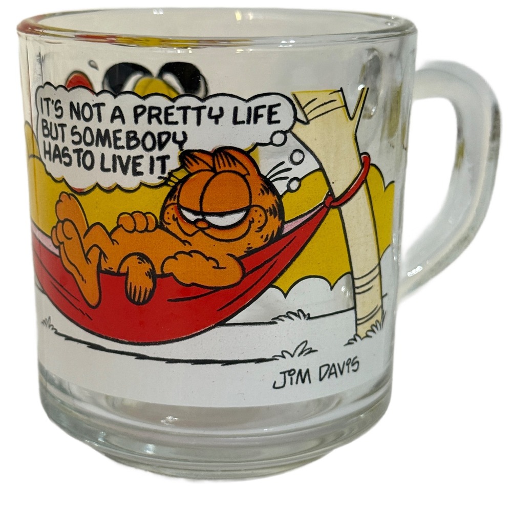 Vintage Garfield Character McDonald's Glass Mug Jim Davis 1978 Collectible‎